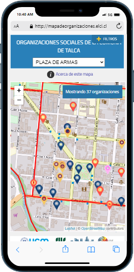 Map of the social organizations in Talca, Chile