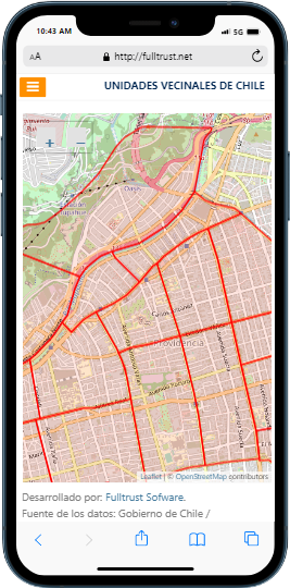 Map of the neighborhood units in Chile